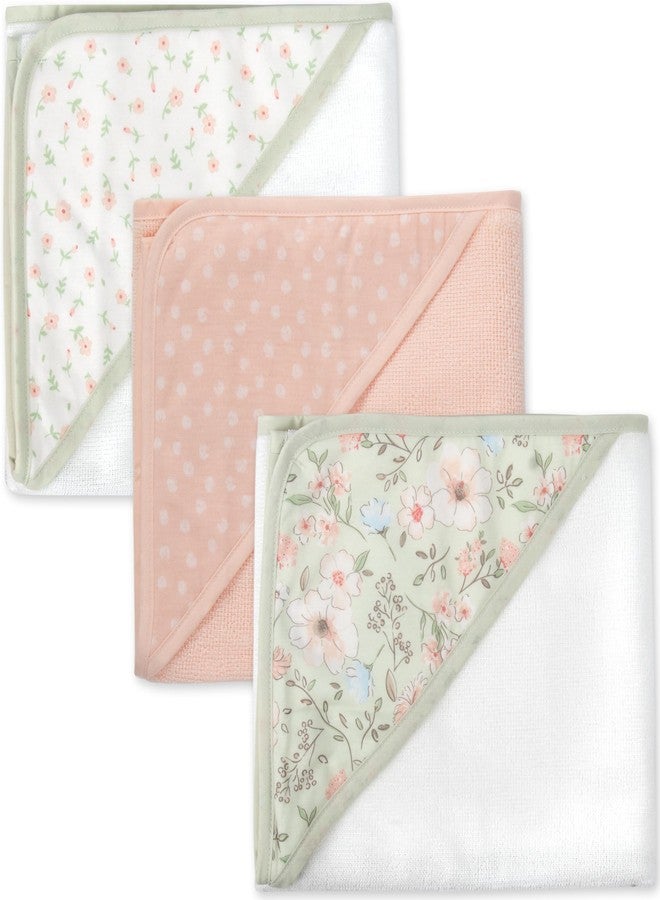 Baby Essentials Hooded Baby Bath Towel and Washcloth 6 Piece Set for Newborns, Infants & Toddlers, Boys & Girls Baby Hooded Towels Set Floral Pink - Image 3